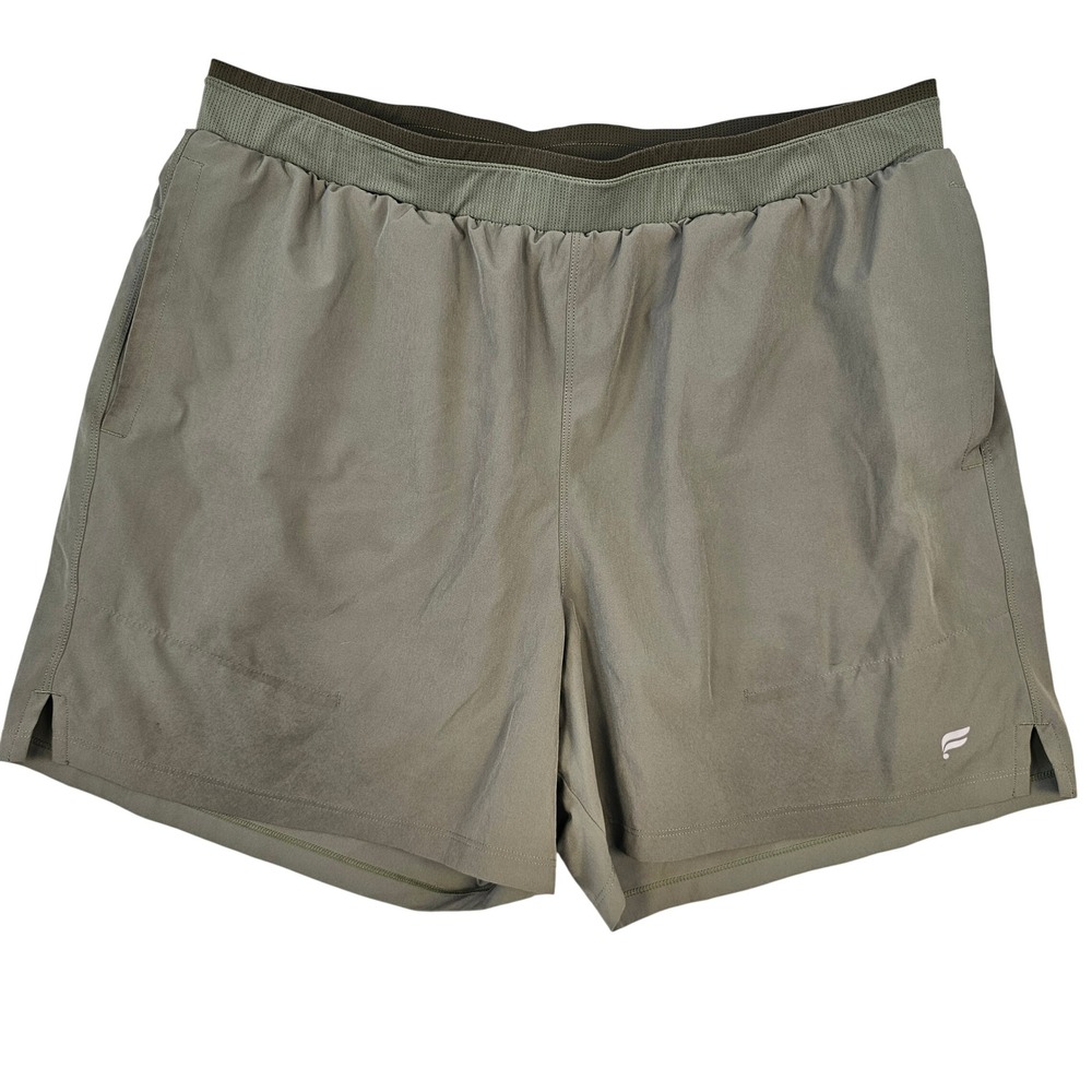 Fabletics Mens Fundamental Lined Shorts Olive Green Sage 7 Inch Inseam XL